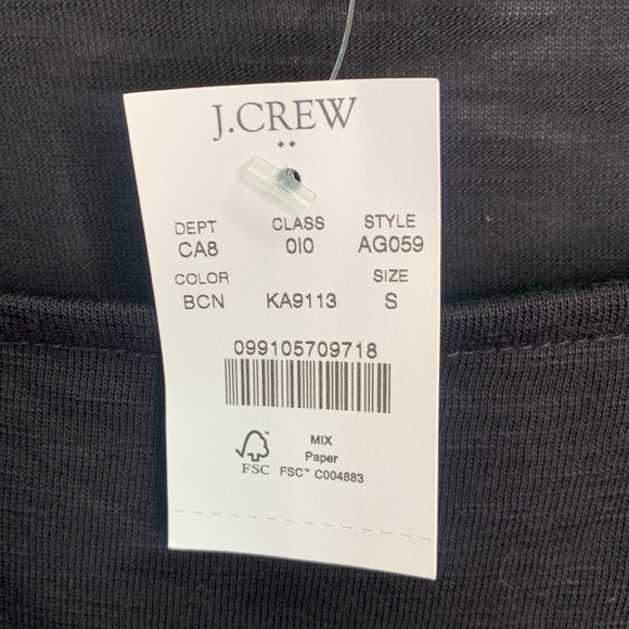 J. Crew Women’s Black Square-neck top with plaid sleeves New with Tag Sz S - Picture 6 of 10